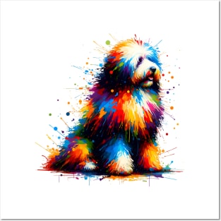 Vibrant Abstract Splash Art of a Sitting Puli Posters and Art